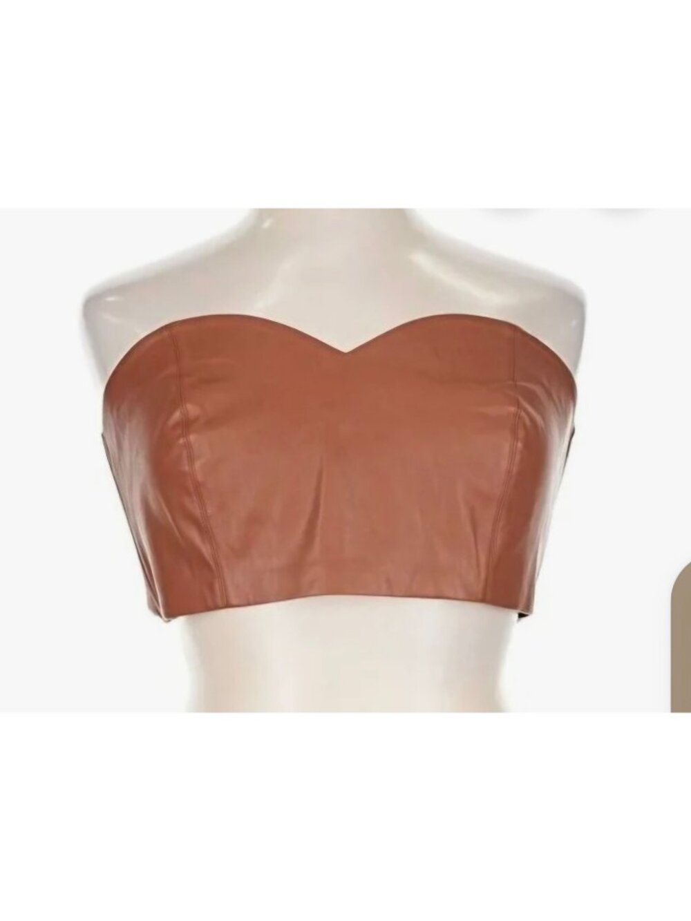 Eloquii Carmel Brown Strapless Faux Leather Tube Crop Top Size 20 NWT
